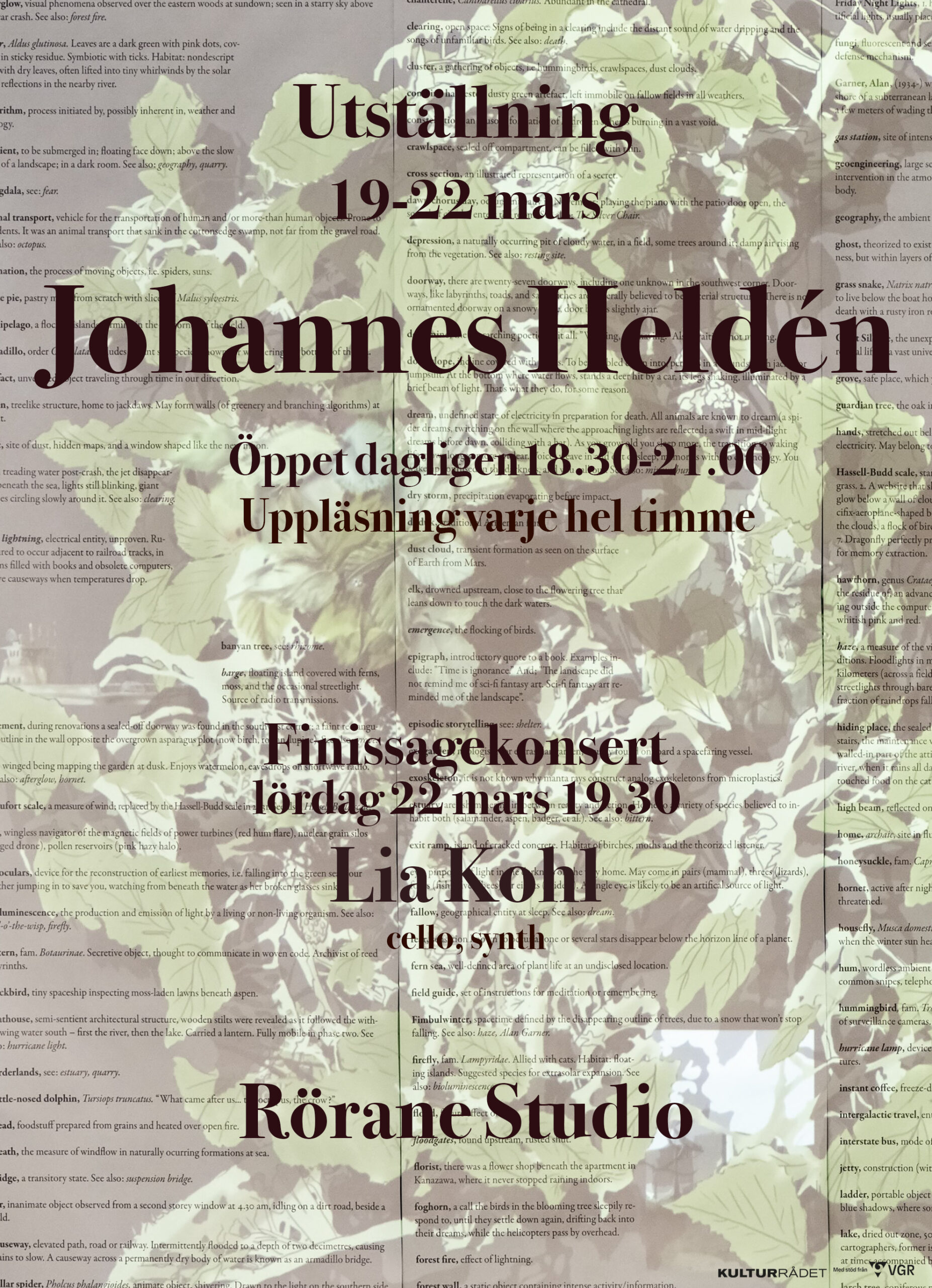 Johannes Heldén, Weather Watching, utställning, 19 – 22 mars